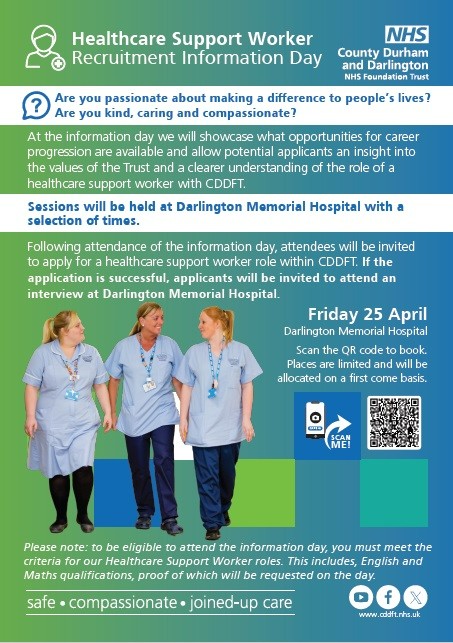 Poster advertising healthcare support worker information day same text as in the webpage