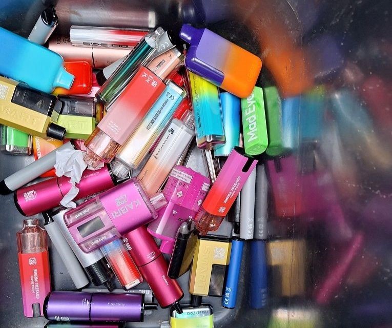Vapes inside a bin