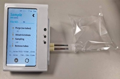 Breath sampling equipment including the bespoke pump, specialised tubes and breath sampling bag.