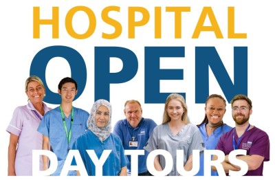 CDDFT Hospital Open Day Tours logo with members of staff