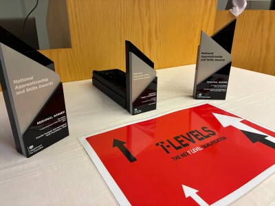 Glass awards on a table