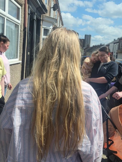 Girl with long hair from behind