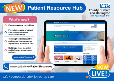 Image of web page showing the new patient resource hub