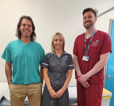 CDDFT Principal Investigator Dr Porras Perez, left, Research Practitioner Michelle Tindall and Clinical Endoscopist Matthew Johnston.