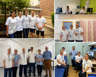 Physios in uniform smiling